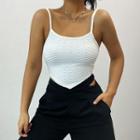 Set: Long-sleeve Crop Top + Asymmetrical Cropped Camisole Top
