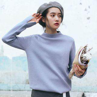 Plain Semi High-neck Sweater