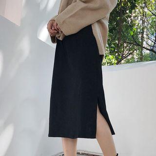 Knit Midi Fitted Skirt