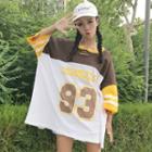 Ripped Color Block 3/4-sleeve Long T-shirt