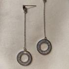Rhinestone Hoop Dangle Earring 1 Pair - S925 Silver Needle Earrings - One Size