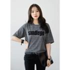 Letter Print Glittered T-shirt