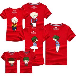 Family Matching Printed Short-sleeve T-shirt