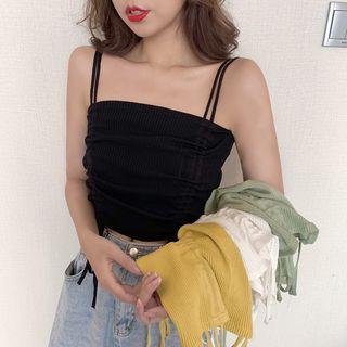 Ribbed Drawstring Knit Camisole Top