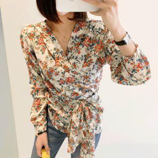 Floral Print Wrap-front Top
