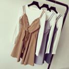 Mock Two Piece Pinstriped Panel Long Sleeve Dress