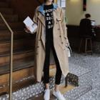 Double-breasted Mock Two-piece Long Trench Coat