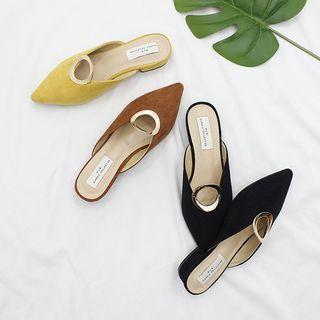 Pointy-toe Ring-accent Flat Mules