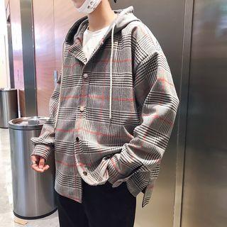 Loose-fit Hooded Plaid Jacket