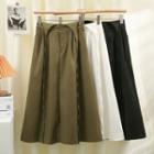 Tie High-waist Plain Midi Skirt