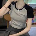 Short-sleeve Raglan T-shirt / Mini Pleated Skirt / Set
