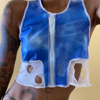 Color-panel Cropped Cut-out Tank Top