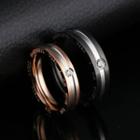 Couple Matching Rhinestone Lettering Stainless Steel Ring