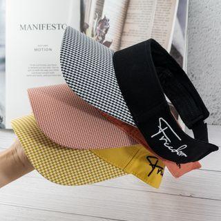 Lettering Embroidered Houndstooth Sun Visor