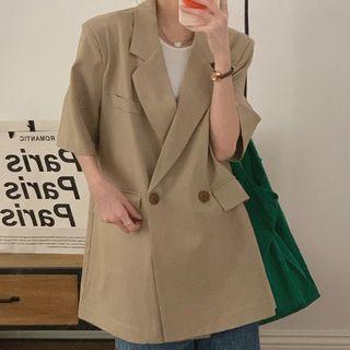 Elbow-sleeve Double Brasted Blazer