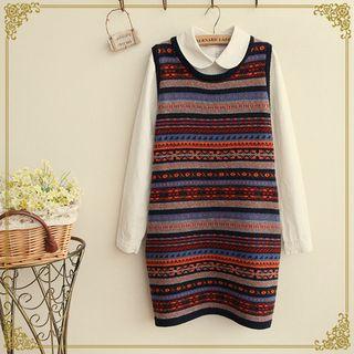 Patterned Long Sweater Vest