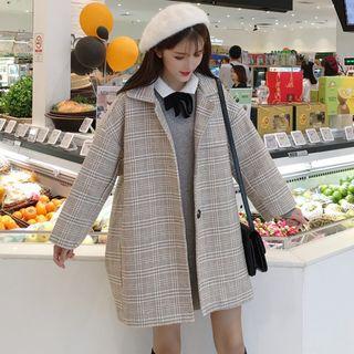 Plaid Button Coat / Sweater Dress