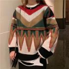 Printed Oversize Sweater / Distressed Long-sleeve T-shirt