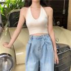 Cropped Halter Top / Wide-leg Jeans