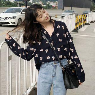 Floral Print Shirt Blue - One Size