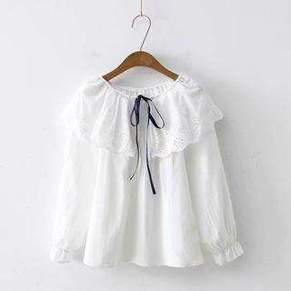 Eyelet Collar Blouse White - One Size