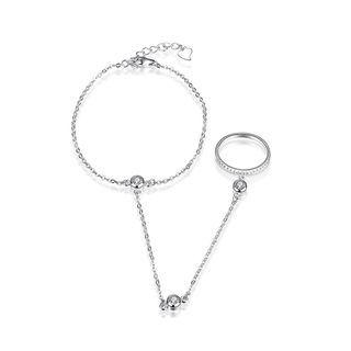 925 Sterling Silver Fashion Bracelet With Austrian Element Crystal Silver - One Size