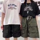 Couple Matching Drawstring Wide-leg Cargo Shorts