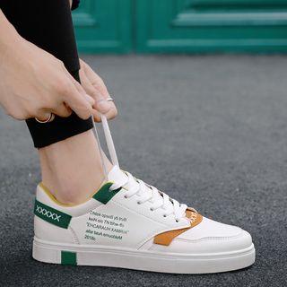 Color Block Letter Faux Leather Sneakers