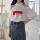 Shoulder Cut Out 3/4-sleeve T-shirt