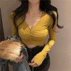 Crop V-neck Knit Top
