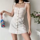 Lace-up Lace Spaghetti-strap Dress