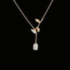 Flower Pendant Alloy Necklace Gold & White - One Size