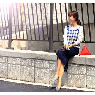 Band-waist Midi Lace Skirt