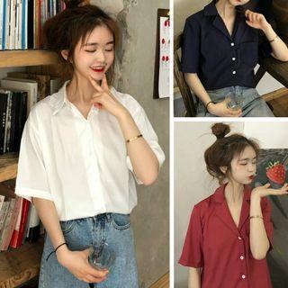 Plain Short-sleeve Shirt - 4 Colors