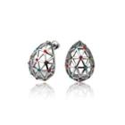 Simple Geometric Earrings With Colored Austrian Element Crystals Silver - One Size