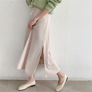 Drawcord Maxi Flare Skirt