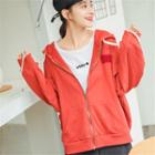 Plain Hooded Zip Jacket Red - One Size