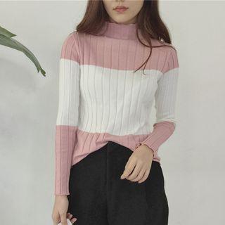 Color Block Long Sleeve Knit Top