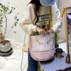 Flower Print Lace Trim Crossbody Bag