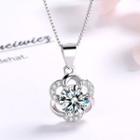 925 Silver Rhinestone Flower Pendant Pendant - One Size