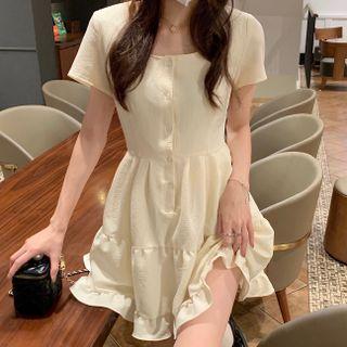 Square-neck Ruffle Dress