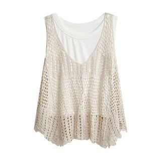 Plain Tank Top / Pointelle Knit Vest