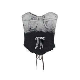 Strapless Gradient Denim Top