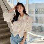 Balloon-sleeve Contrast-trim Cropped Jacket
