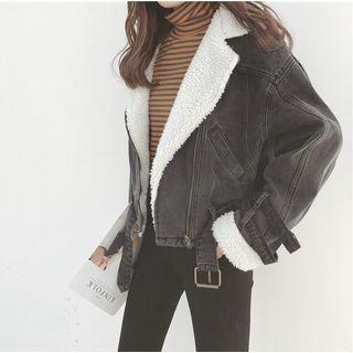Fleece-lined Lapel Denim Jacket
