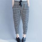 Striped Cropped Harem Pants Stripe - Blue & White - One Size