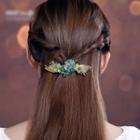 Retro Faux Crystal Alloy Hair Clip Green - One Size