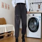 Plain High-waist Jogger Pants Gray - One Size