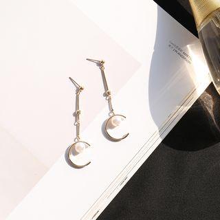 Faux Pearl Moon Dangle Earring