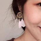 Feather Alloy Dream Catcher Dangle Earring Feather - Pink - One Size